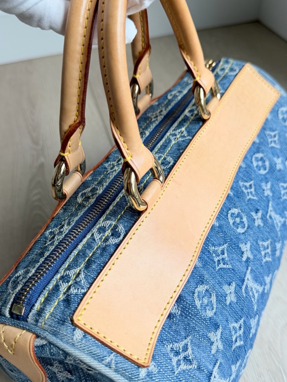 Louis Vuitton Neo Speedy Denim Blue Monogram Rare Vintage LV Bag - Picture 6 of 16